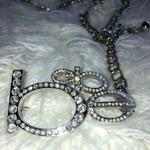 Woman’s Bebe Silver Rhinestone Chain Belt